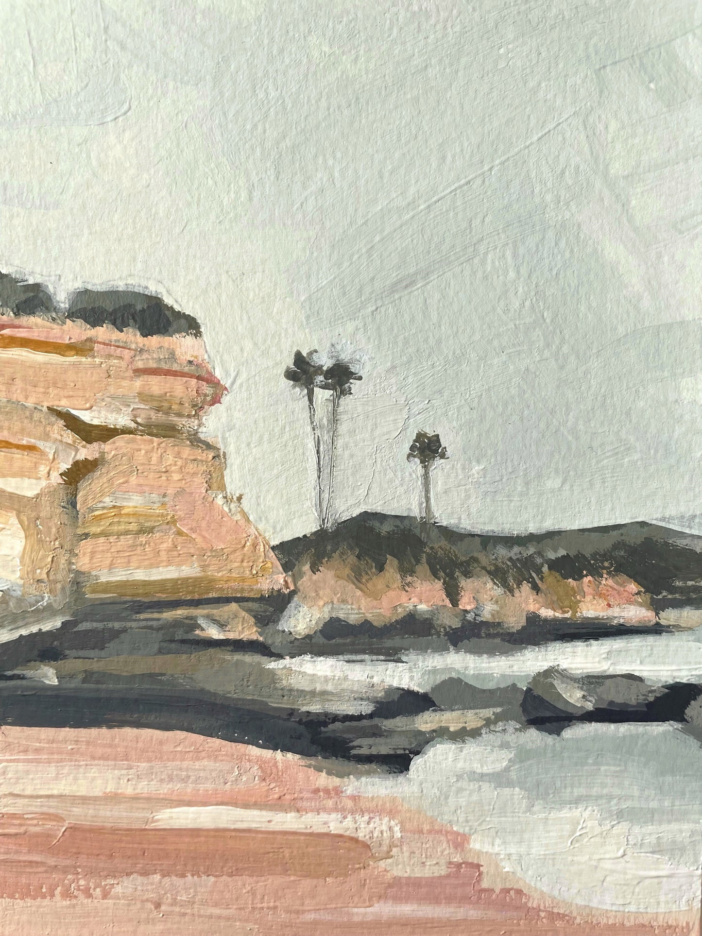 Water & Land Dance Together Here - 7 x 5 - Acrylic on Paper - Original Painting