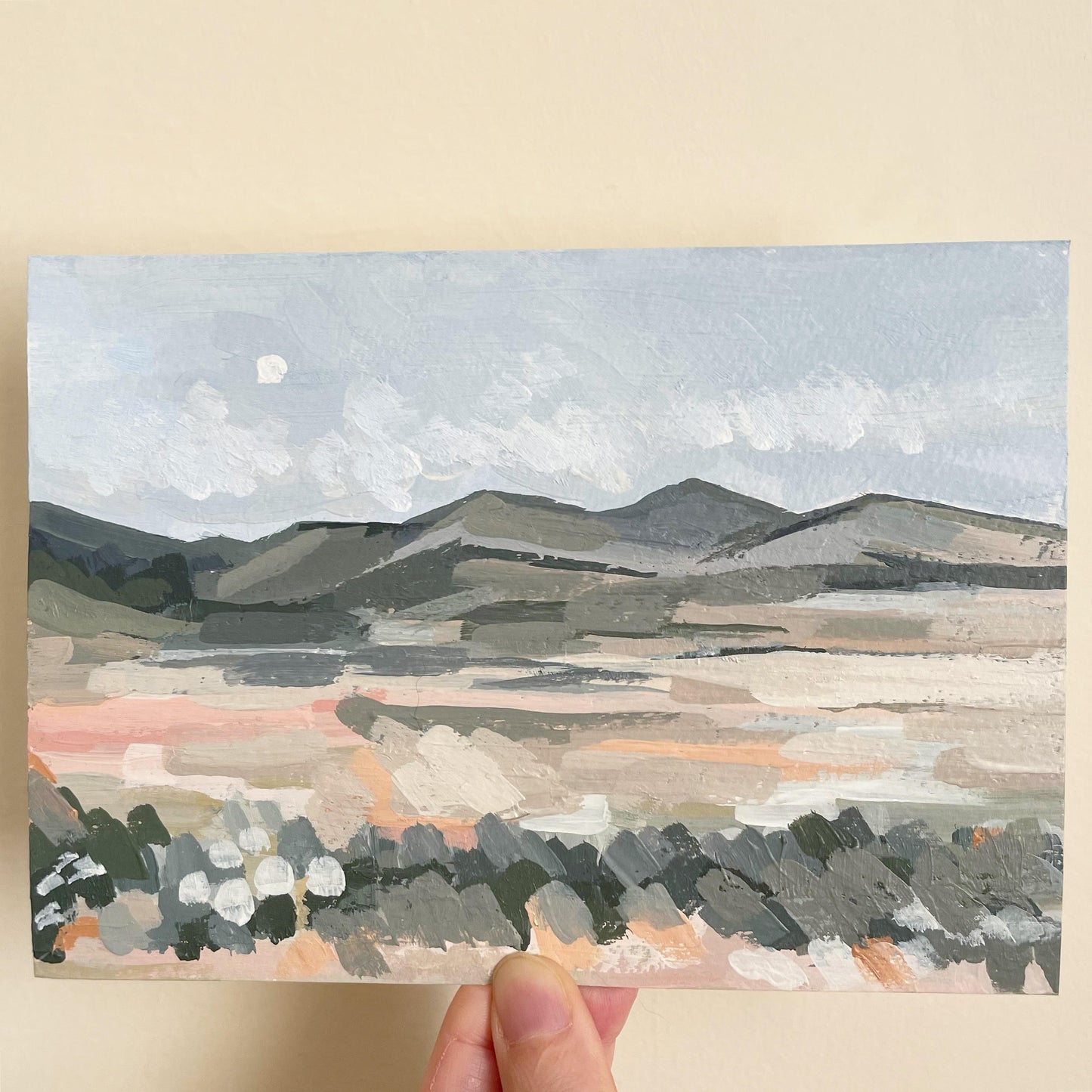 Moonlit Plains - 7 x 5 - Acrylic on Paper - Original Painting