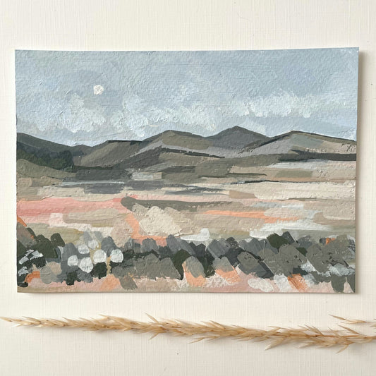 Moonlit Plains - 7 x 5 - Acrylic on Paper - Original Painting
