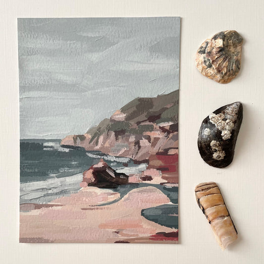 Rugged Coast - 7 x 5 - Acrylic on Paper - Original Painting
